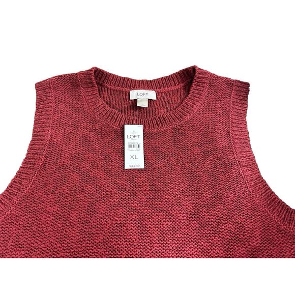 Ann Taylor LOFT Sleeveless Sweater Sz XL Rust Neutral Chunky Vest Long Top New - Picture 2 of 7